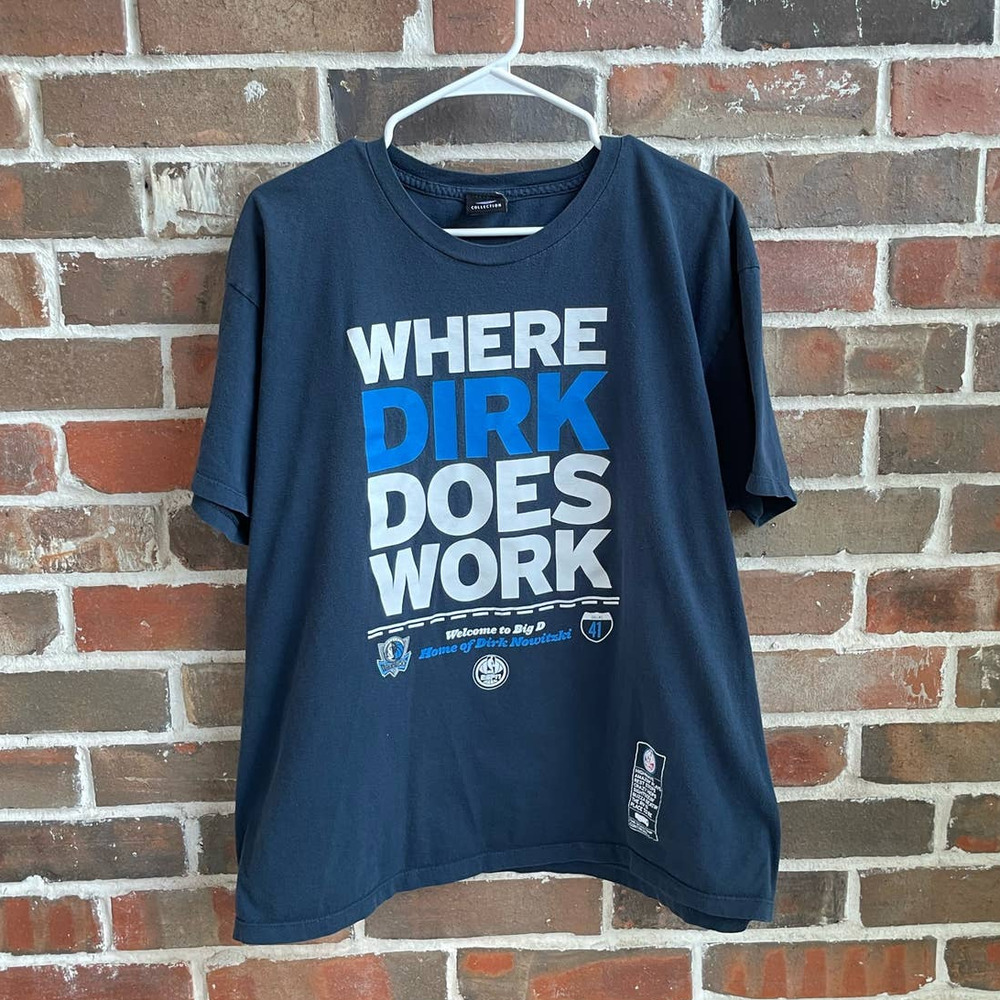 NBA Dallas Mavericks Dirk Nowitzki ESPN 2005 Graphic Basketball T-shirt L